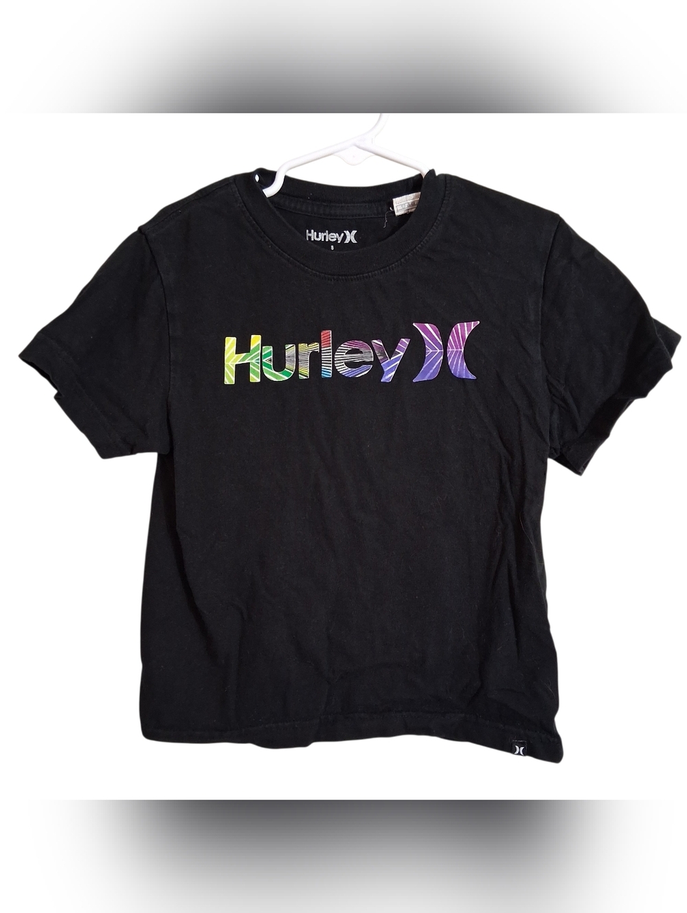 Hurley | Rainbow Logo Black Tee - Size (5) Small